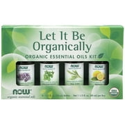 NOW Essential Oils, Let It Be Organically Kit, 4x10ml Including Organic Lavender, Organic Tea Tree, Organic Peppermint and Organic Lemon Essential Oils With Child Resistant Caps