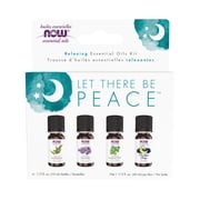 NOW Essential Oils, Let There Be Peace & Quiet Aromatherapy Kit, 4x 10ml Including Lavender Oil, Peppermint Oil, Eucalyptus Oil and Peaceful Sleep Oil Blend With Child Resistant Caps