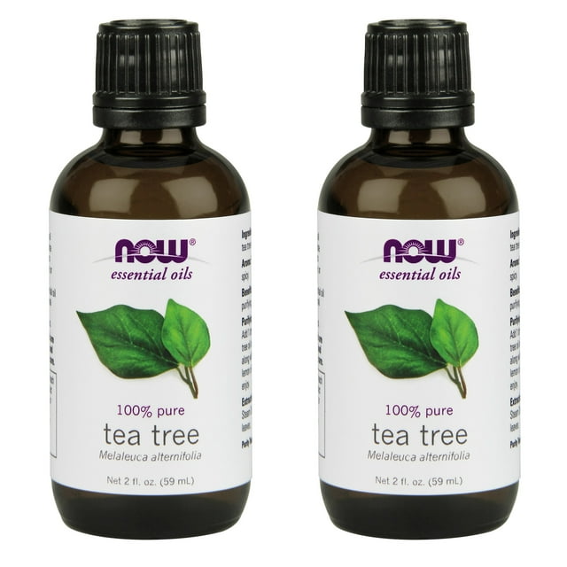 NOW Essential Oils, Tea Tree Oil, Cleansing Aromatherapy Scent, Steam Distilled, 100% Pure, Vegan, Child Resistant Cap, 2-Ounce - 2 Packs