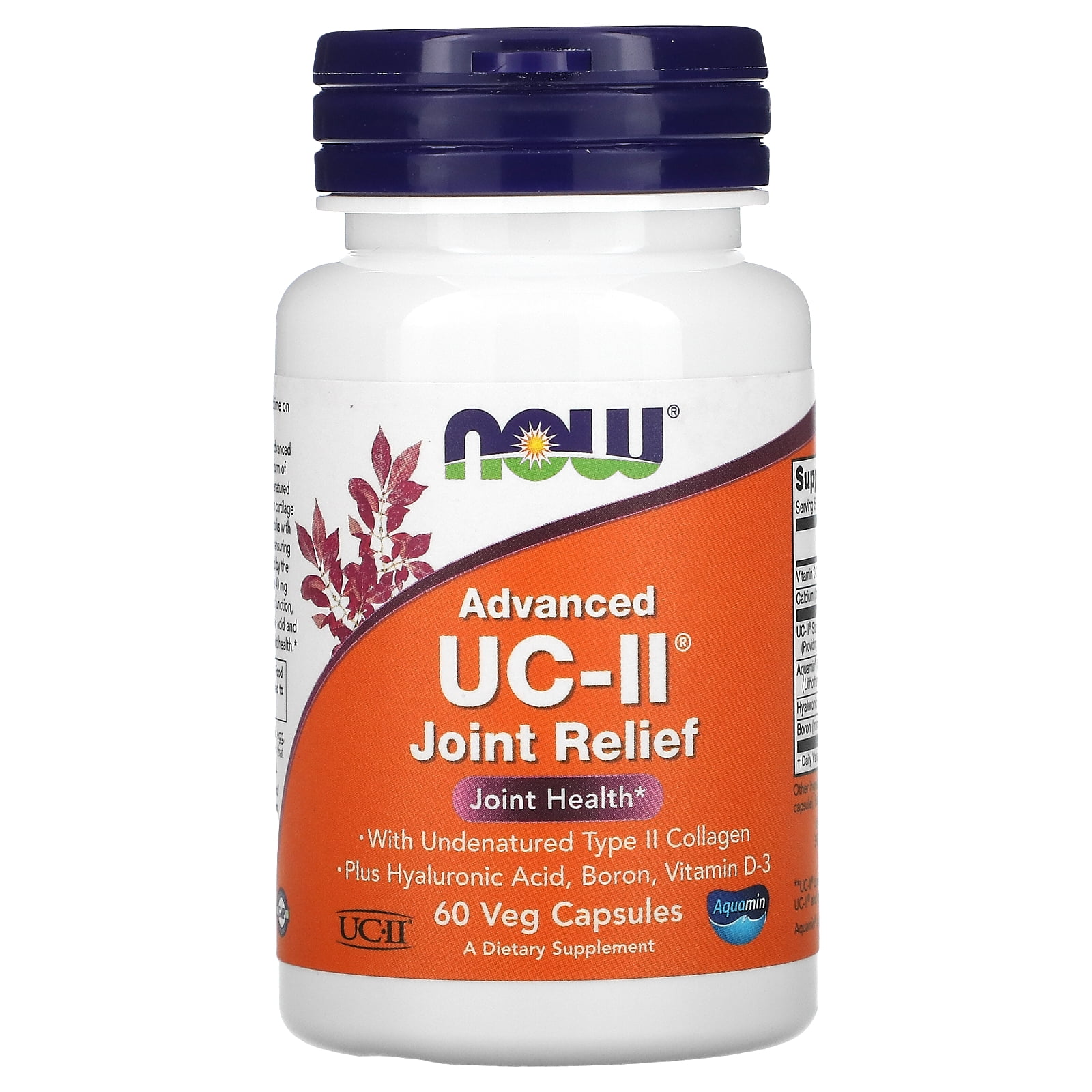 NOW Foods Supplements, UC-II Advanced Joint Relief with Undenatured Type II Collagen, plus Hyaluronic Acid, Boron, Vitamin D-3, 60 Veg Capsules