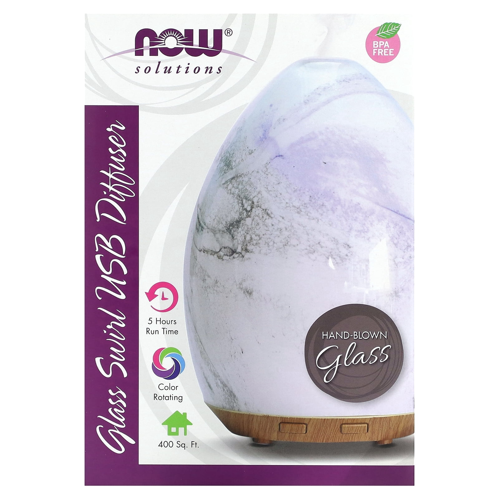 NOW Solutions Aromatherapy Essential Water Ultrasonic Glass Swirl USB ...