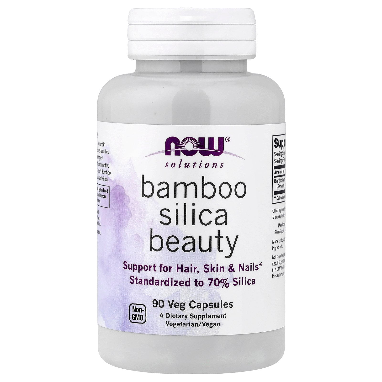 NOW Foods Bamboo Silica Beauty Supplement, 90 Veg Capsules, Non