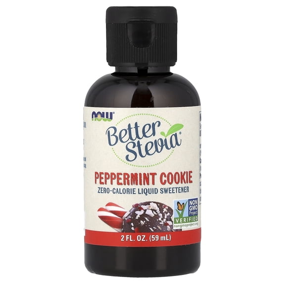 NOW Foods Better Stevia, Zero-Calorie Liquid Sweetener, Peppermint Cookie, 2 fl oz (59 ml)