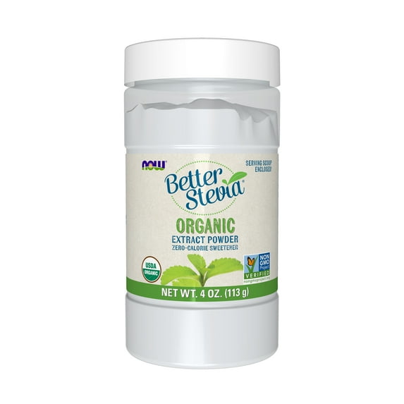 NOW Foods BetterStevia Organic Zero-Calorie Extract Powder, Keto Friendly, Suitable for Diabetics, No Erythritol, 4-Ounce