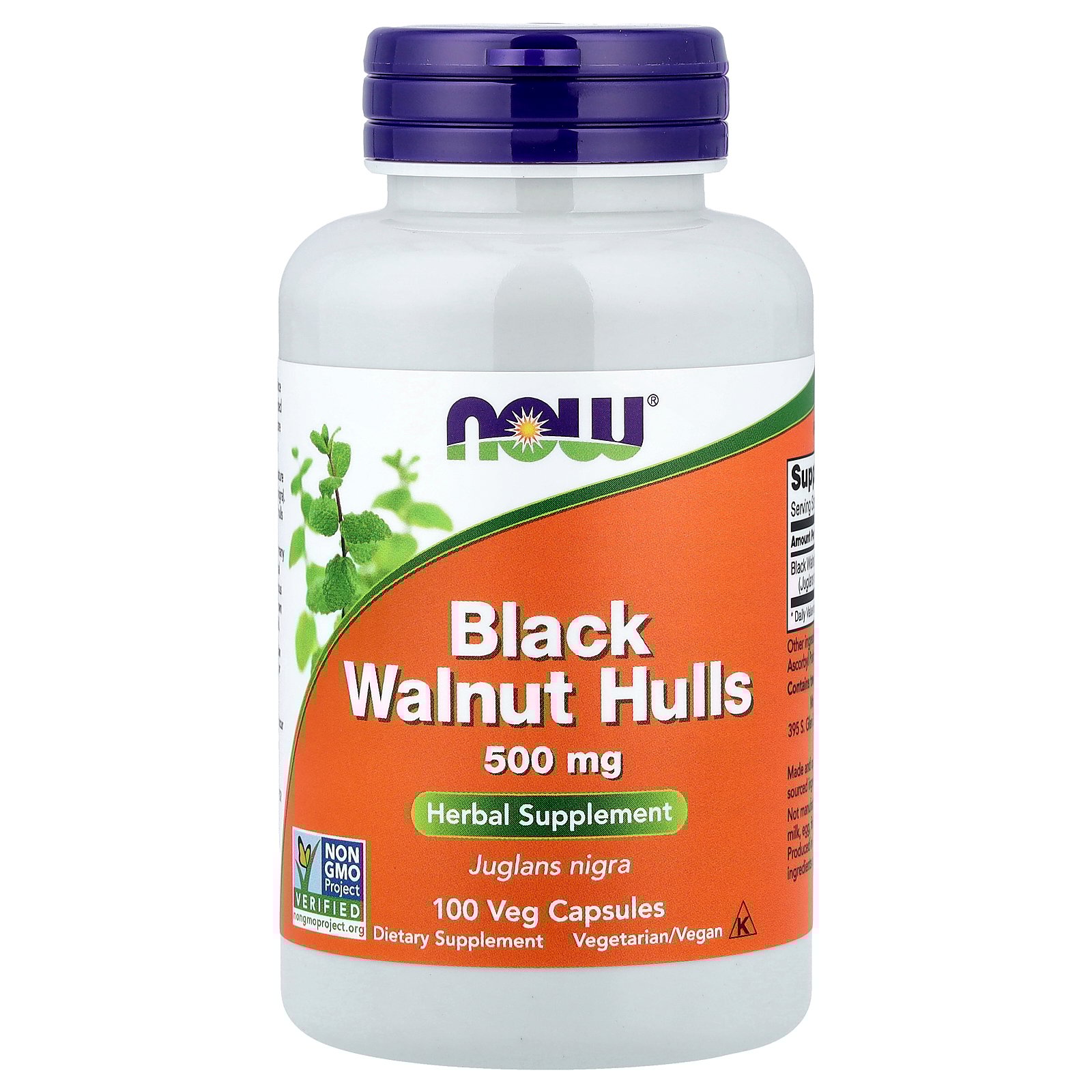 NOW Foods Black Walnut Hulls, 500 mg, 100 Veg Capsules