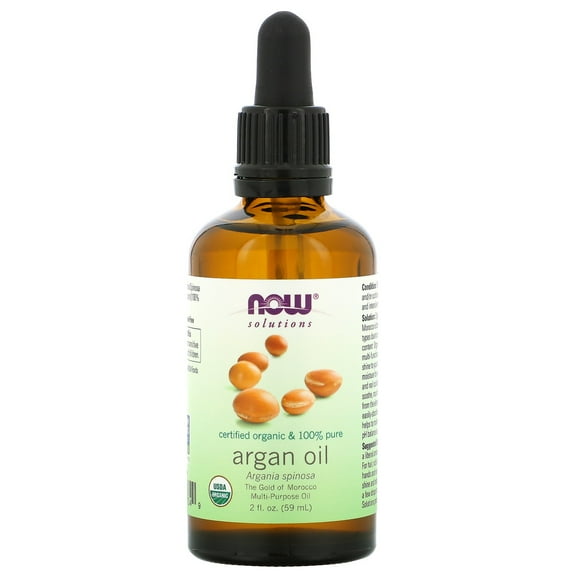 NOW Foods Solutions, Certified Organic & 100% Pure Argan Oil, 2 fl oz (59 ml)