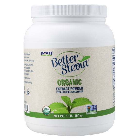 NOW Foods, Certified Organic Better Stevia, Extract Powder, Zero-Calorie Sweetener, 1-Pound
