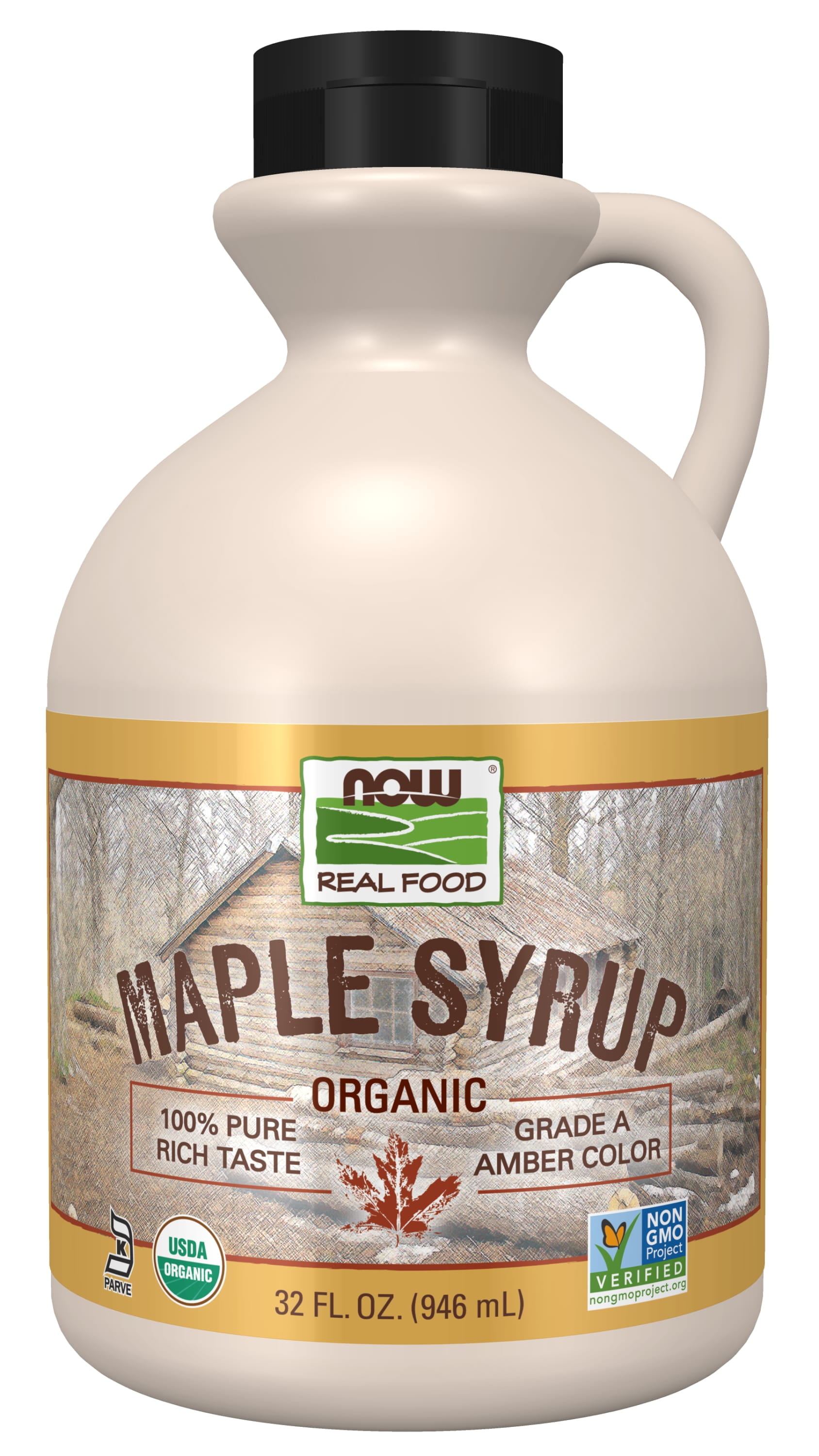 NOW Foods, Certified Organic Maple Syrup, Grade A Amber Color, 100% Pure, Certified Non-GMO, 32-Ounce