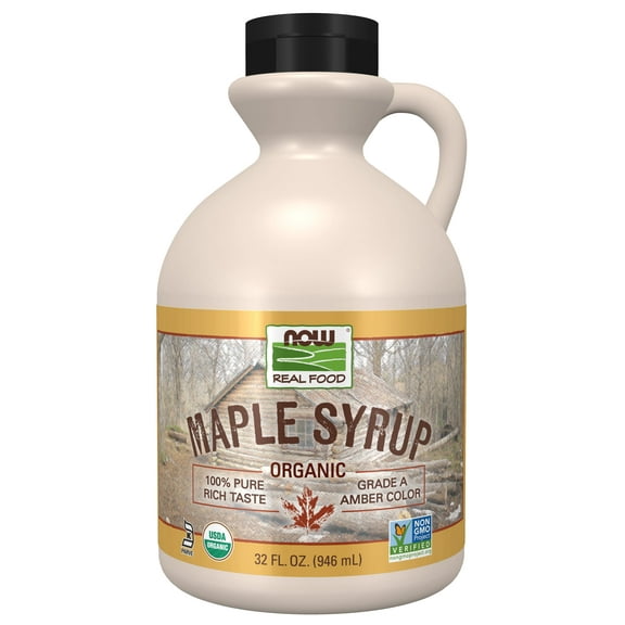 NOW Foods, Certified Organic Maple Syrup, Grade A Amber Color, 100% Pure, Certified Non-GMO, 32-Ounce