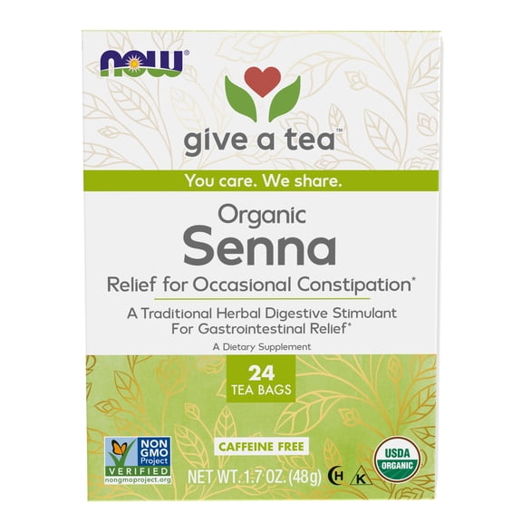 NOW Foods Give a Tea Organic Senna, Herbal Laxative*, Caffeine-Free, 24 bags