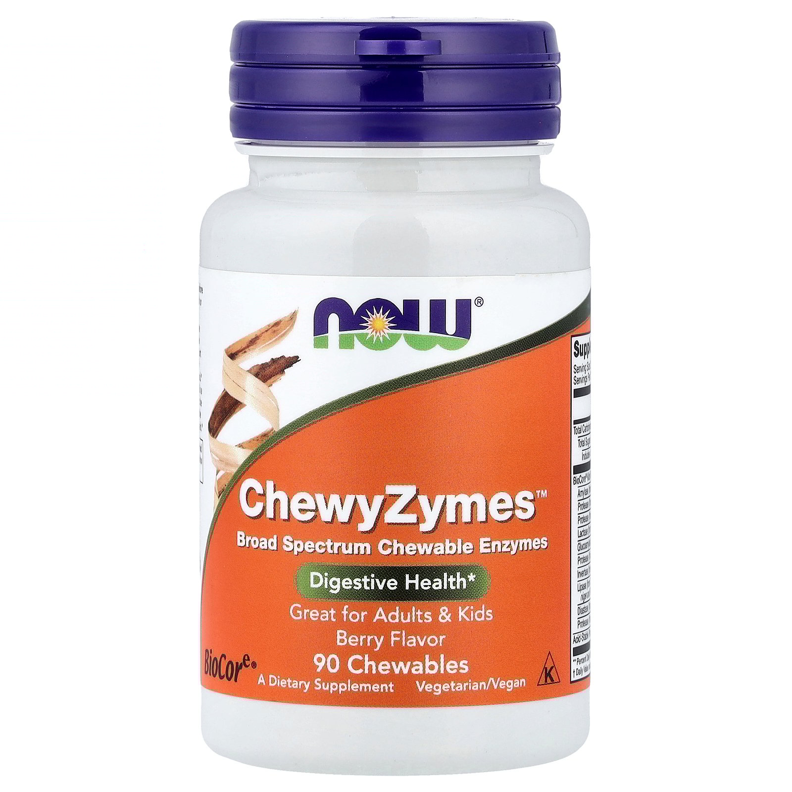 NOW Foods ChewyZymes, Natural Berry Flavor, 90 Chewables