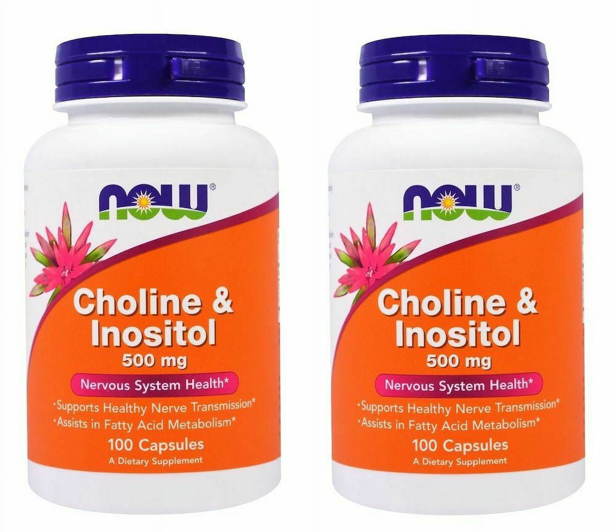 NOW Foods Choline and Inositol, 100 Capsules 2 Pack