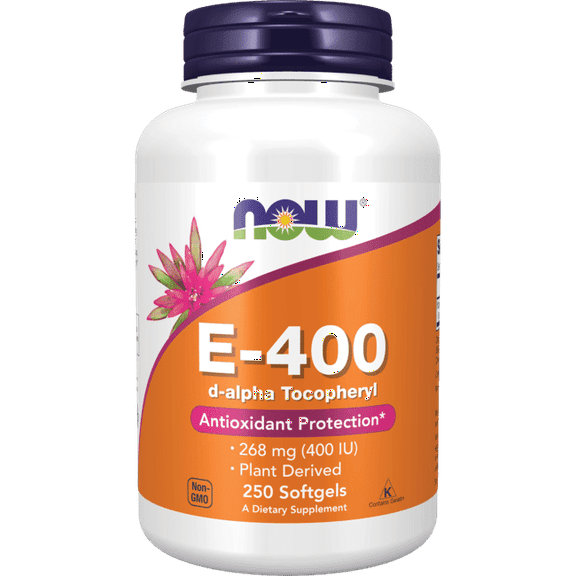 NOW Foods E-400 d-alpha Tocopheyrl 268 mg (400 Iu) 250 Sgels
