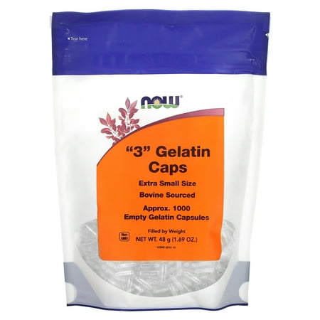 NOW Foods - Gelatin Empty Capsules '3' Size (Extra Small Size) - 1000 Gelcaps