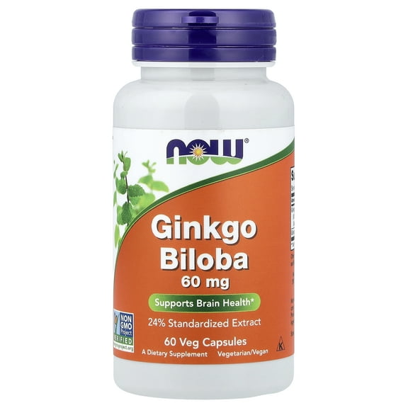 NOW Foods Ginkgo Biloba, 60 mg, 60 Veg Capsules