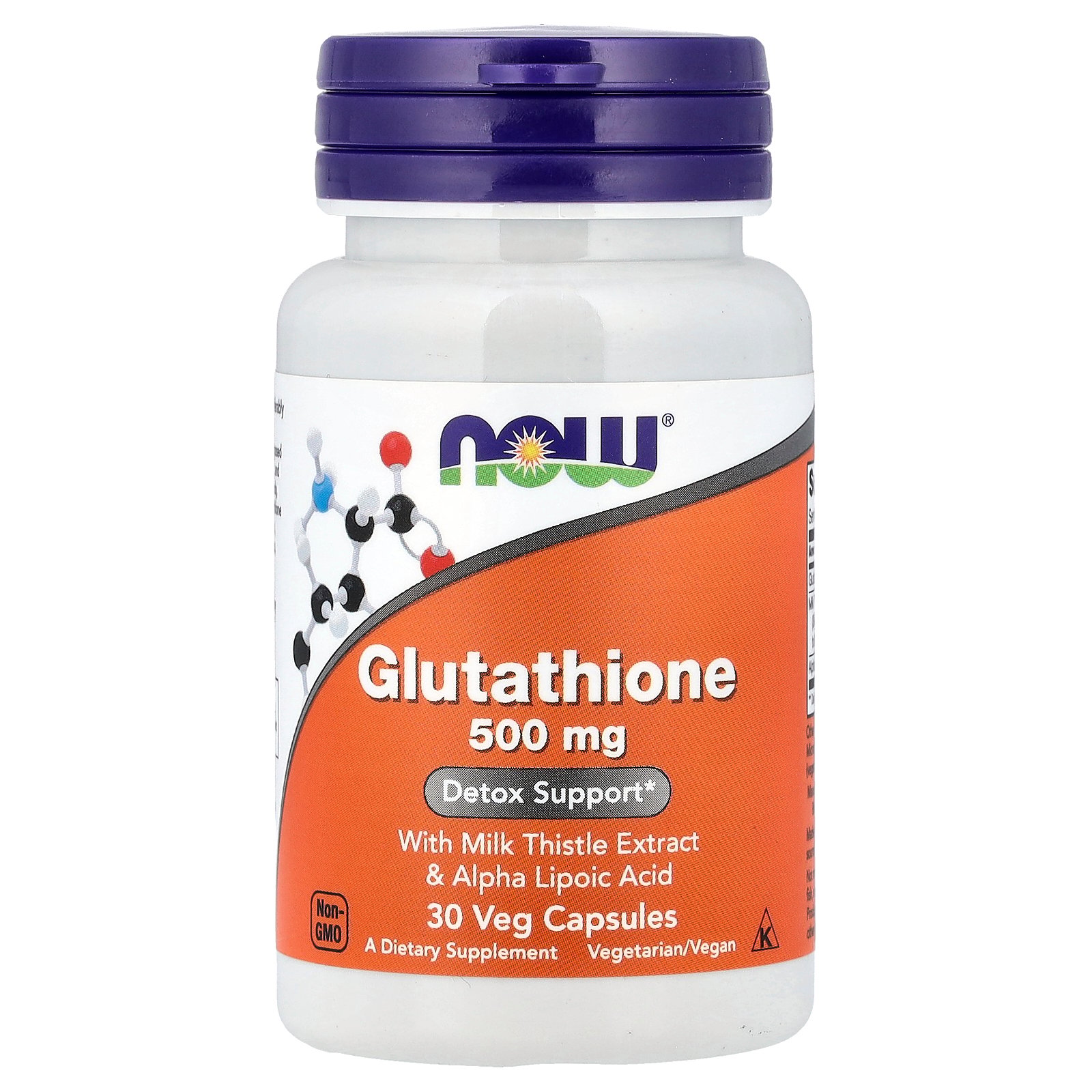 NOW Supplements, Glutathione 500 mg, With Milk Thistle Extract & Alpha Lipoic Acid, Free Radical Neutralizer*, 30 Veg Capsules