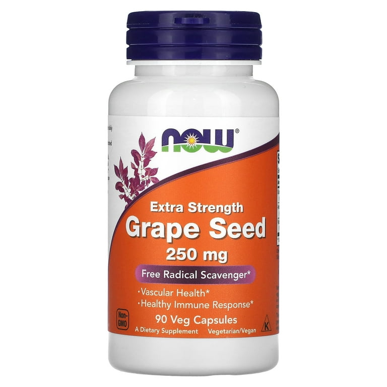 NOW Foods 250Mg Grape Seed Extract, 90 Vegetable Capsules, High