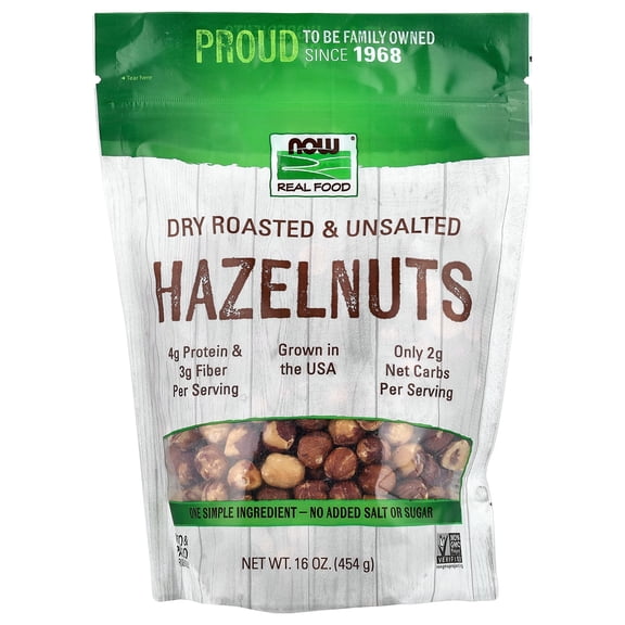 Now Foods Dry Roasted & Unsalted Hazelnuts 16 oz Bag
