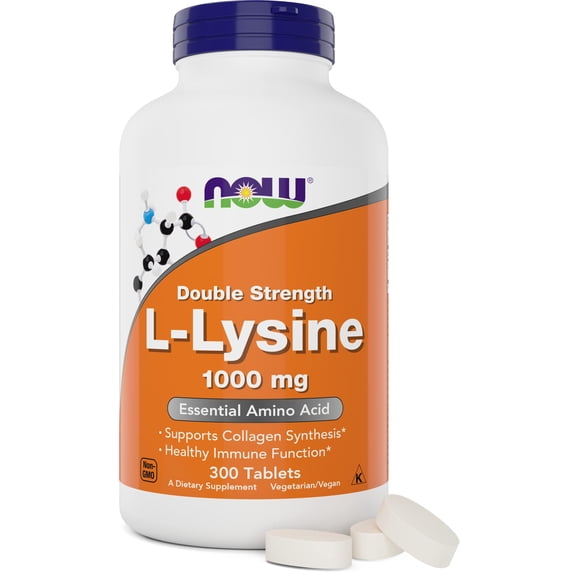 NOW Foods L-Lysine 1000mg - Double Strength - 300 Tablets