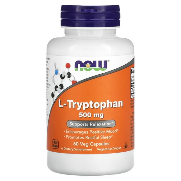 NOW Foods L-Tryptophan, 500 mg, 60 Veg Capsules