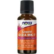 NOW Foods Supplements, Liquid D-3 MK-7 with 2,500 IU Vitamin D-3 100 mcg Vitamin K-2 per 5 drops, 1-Ounce