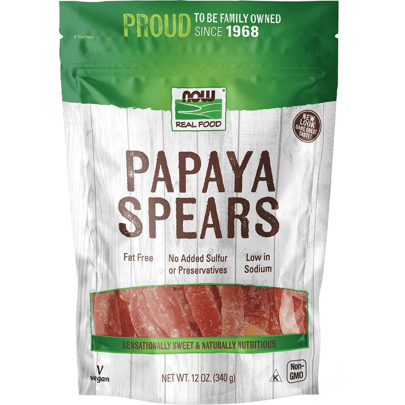 NOW Real Food - Papaya Spears (Low Sodium) - 12 oz (340 Grams) by NOW