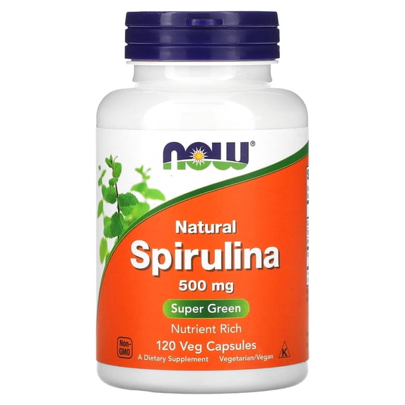 NOW Foods Natural Spirulina, 500 mg, 120 Veg Capsules