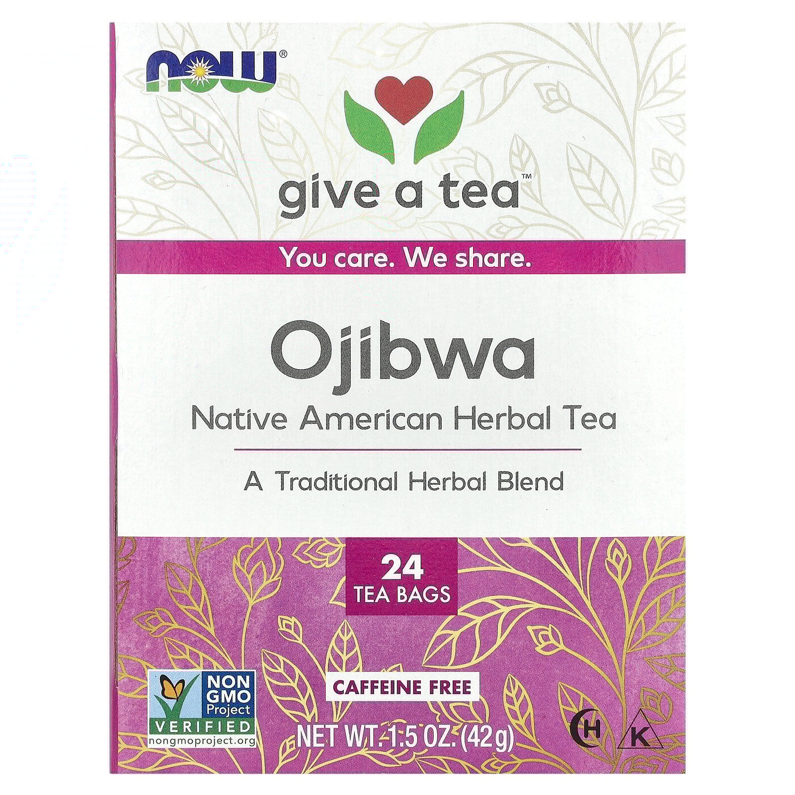 Now Foods Ojibwa Tea Caffeine Free 24 Bag