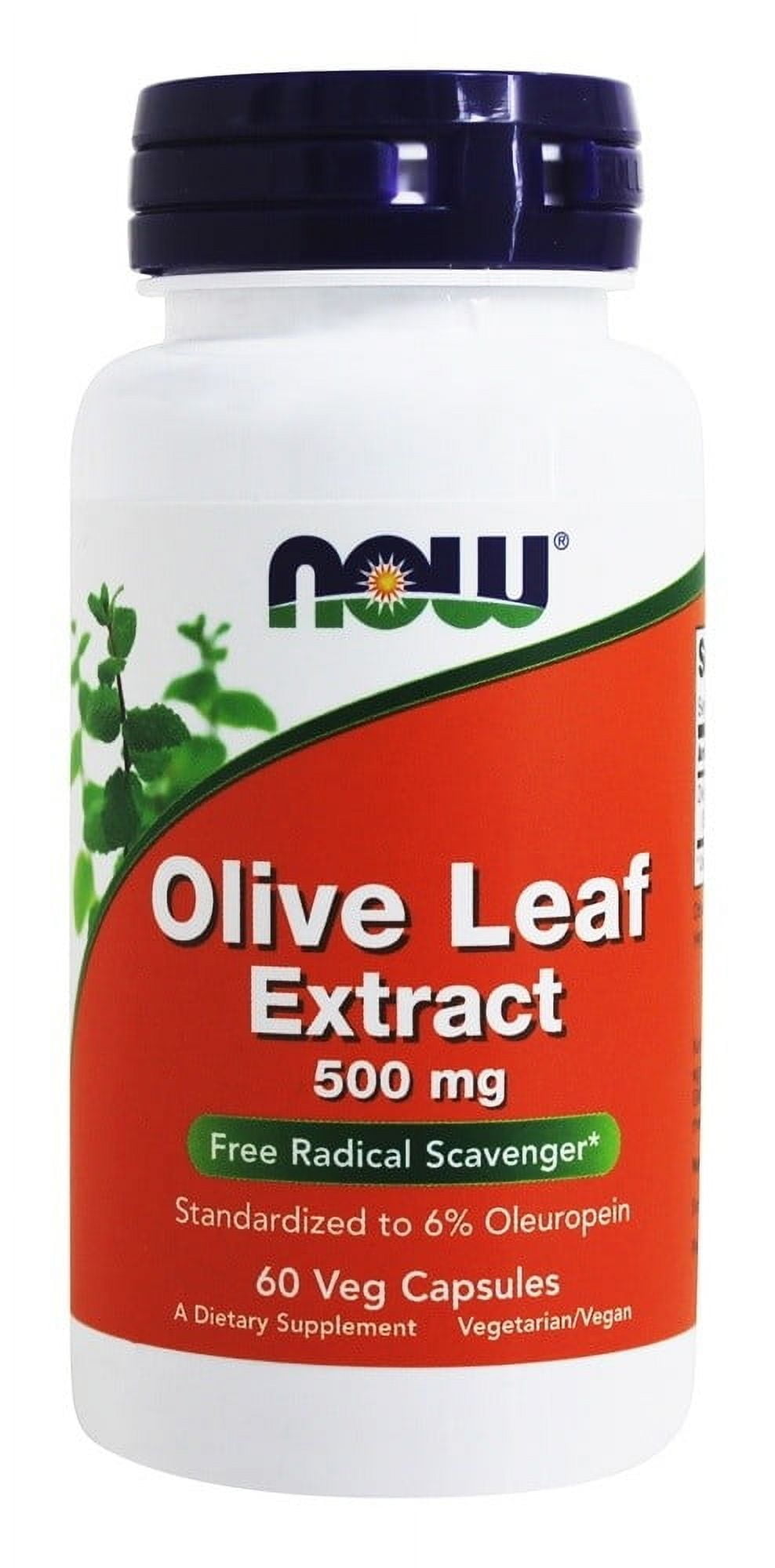 NOW Foods Olive Leaf Extract Vegetarian 500 mg, 60 Vegetarian Capsules-2 Pack