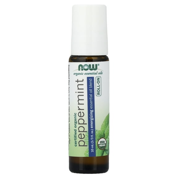 NOW Foods - Organic Energizing Essential Oil Blend Roll-On Peppermint - 10 ml.