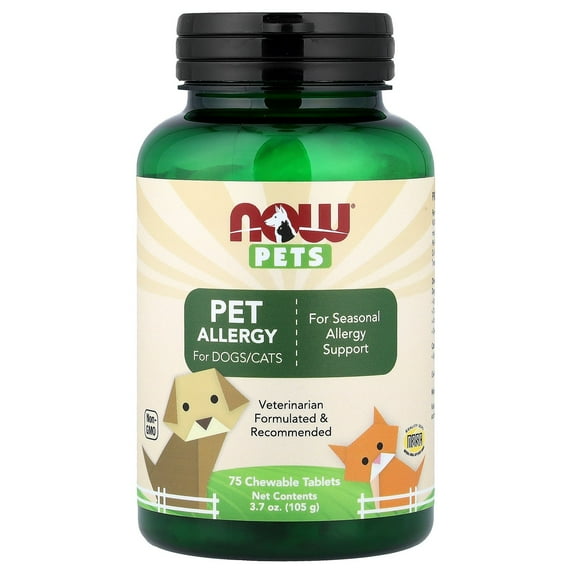 NOW Foods Pets, Pet Allergy for Dogs/Cats, 75 Chewable Tablets