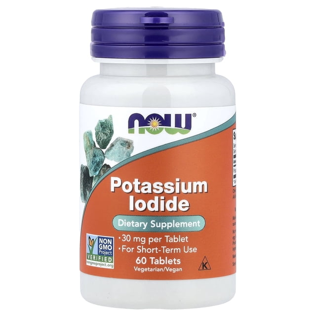 Icotide NOW Foods Vegetarian Potassium Iodide 30mg Dietary Supplement Tablets ...