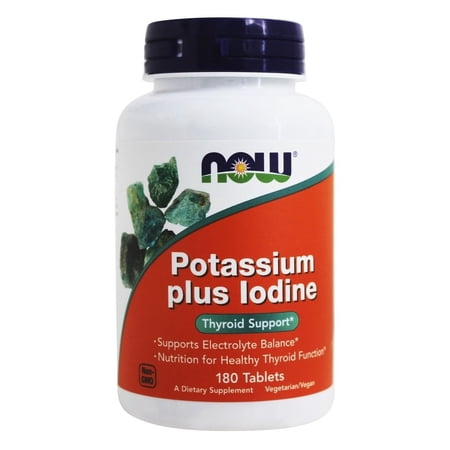 NOW Foods Potassium Plus Iodine, 180 Tablets-2 Pack