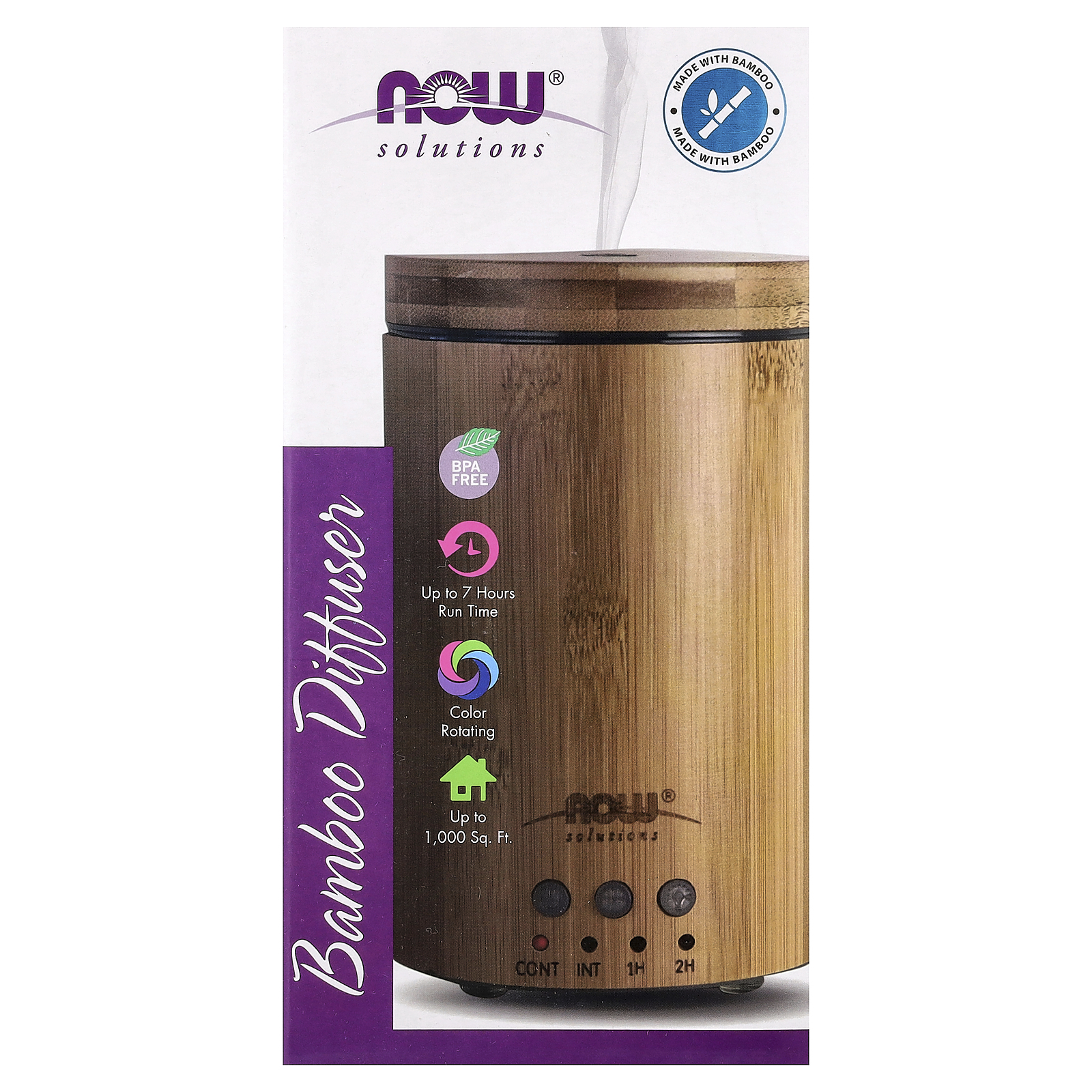 NOW Foods Solutions, Ultra Quiet Bamboo Diffuser, Aromatherapy, 1,000 ...