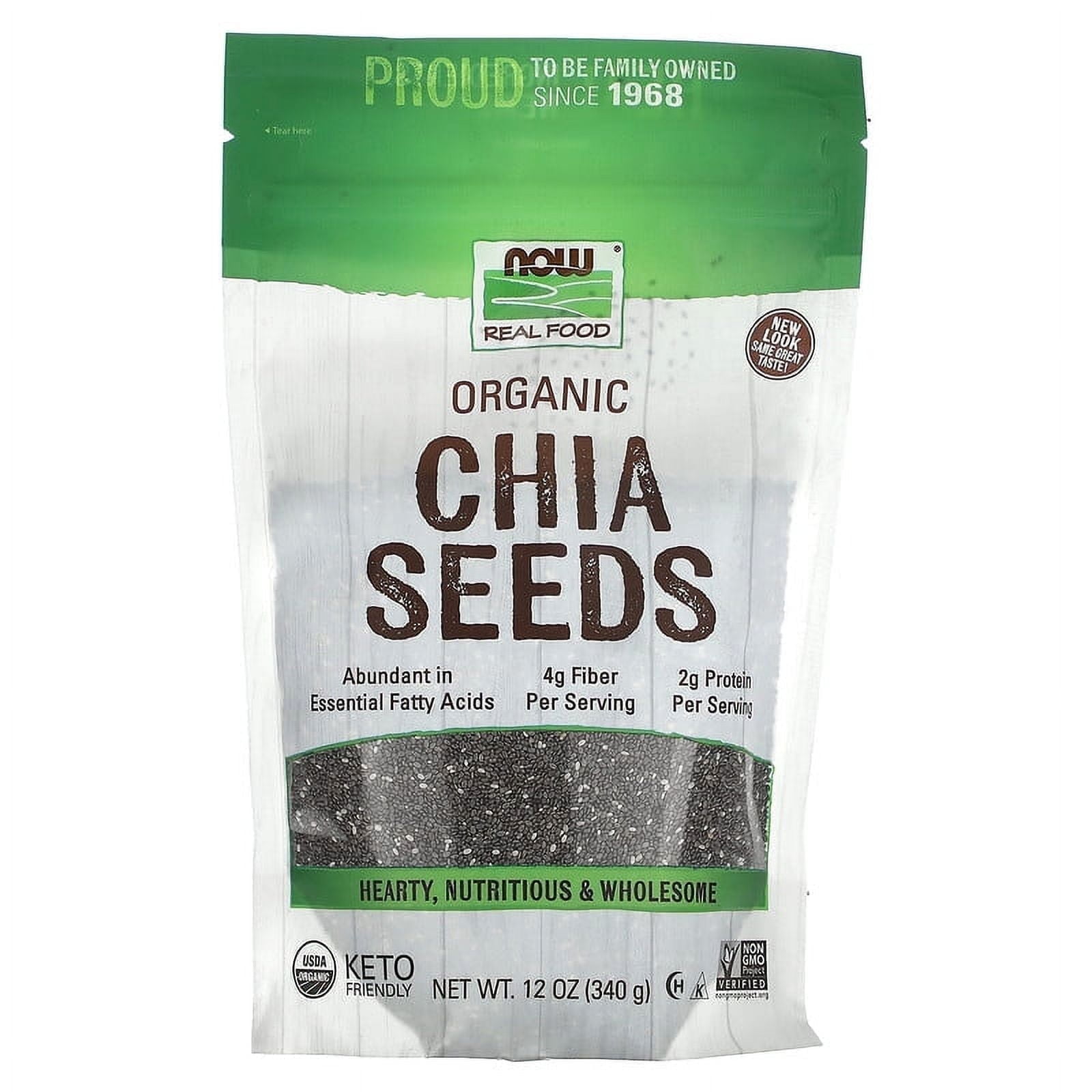 NOW Foods Real Food Organic Chia Seed Black - 12 oz Pack of 3