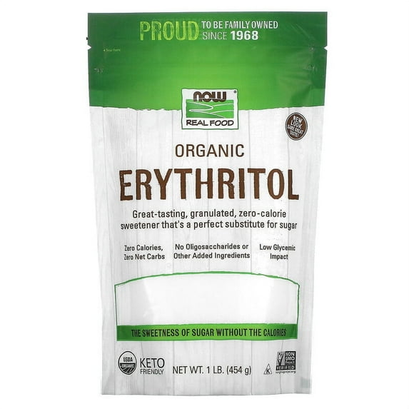 NOW Foods, Real Food, Organic Erythritol, 1 lb Pack of 4