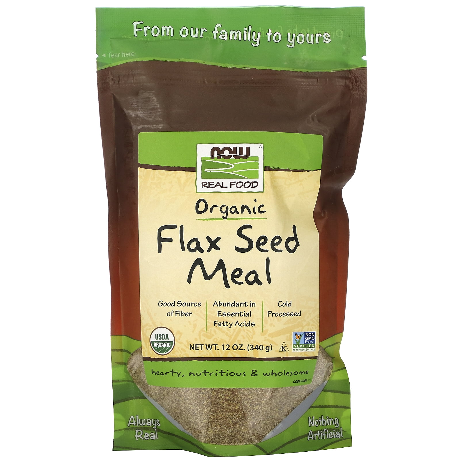NOW Foods Real Food Organic Golden Flax Seed Meal 12 oz