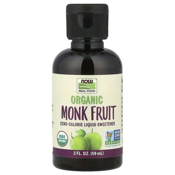 NOW Foods Real Food, Organic Monk Fruit, Liquid Sweetener, 2 fl oz (59 ml)