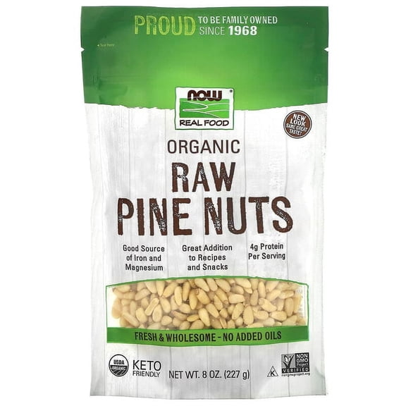 NOW Foods, Real Food, Organic, Raw Pine Nuts, 8 oz (227 g) Pack of 2