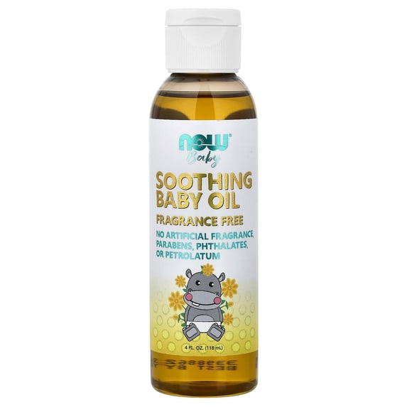 NOW Foods Soothing Baby Oil, Fragrance Free, 4 fl oz (118 ml)