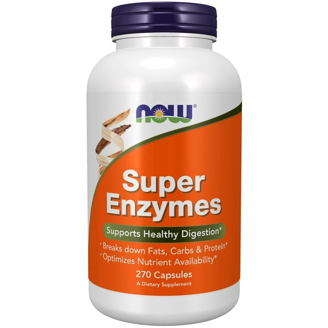 NOW Foods Super Enzymes, GlutenFree Digestive Supplements, 270 Capsules with Bromelain, Ox Bile
