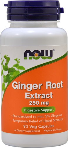 NOW Foods Vegetarian Ginger Root Extract Digestive Support, 250mg, 90 Ct - image 1 of 2