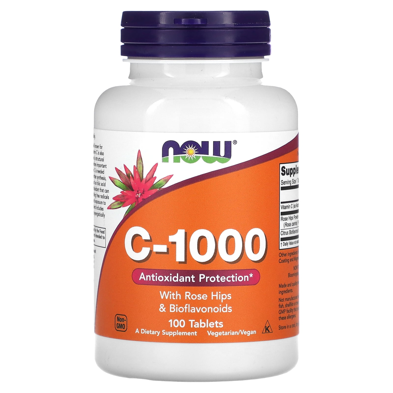 NOW Foods Vitamin C1000, Antioxidant Protection, 100 Vegan Tablets