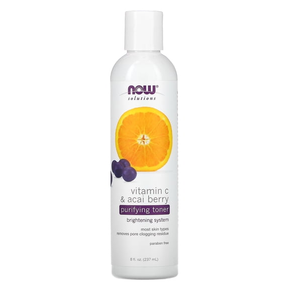 NOW Foods Solutions, Purifying Toner, Vitamin C & Acai Berry, 8 fl oz (237 ml)