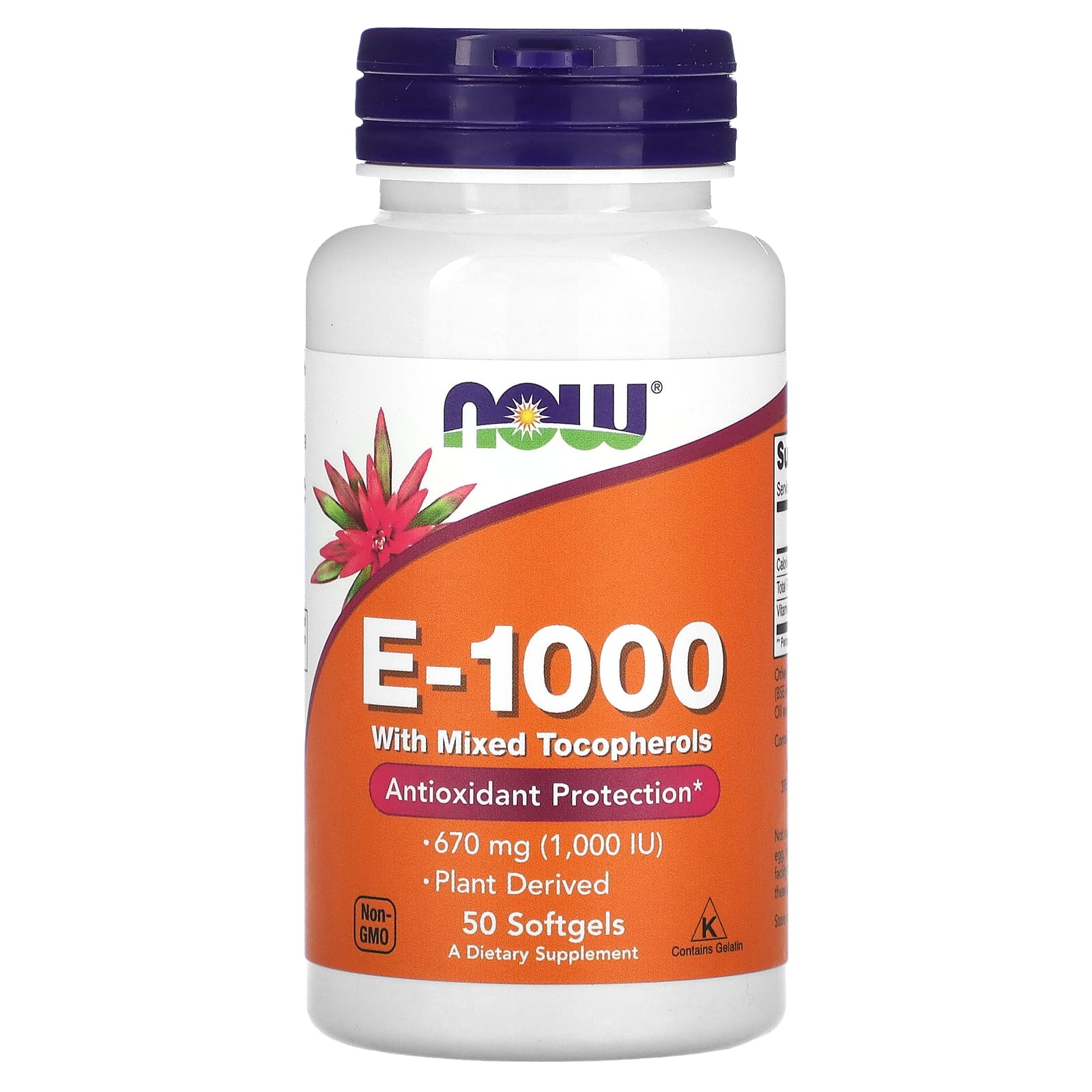 NOW Foods - Vitamin E Mixed Tocopherols/Unesterified 1000 IU - 50 Softgels
