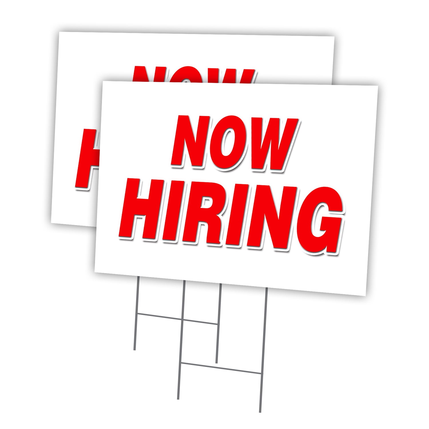 NOW HIRING 2 Pack Of 12" x 16" Yard Sign & Stake | Advertise Your Business | Stake Included Image On Front Only | Made in The USA