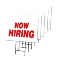thumbnail image 1 of NOW HIRING 5 Pack Of 18" x 24" Yard Sign & Stake | Advertise Your Business | Stake Included Image On Front Only | Made in The USA, 1 of 3