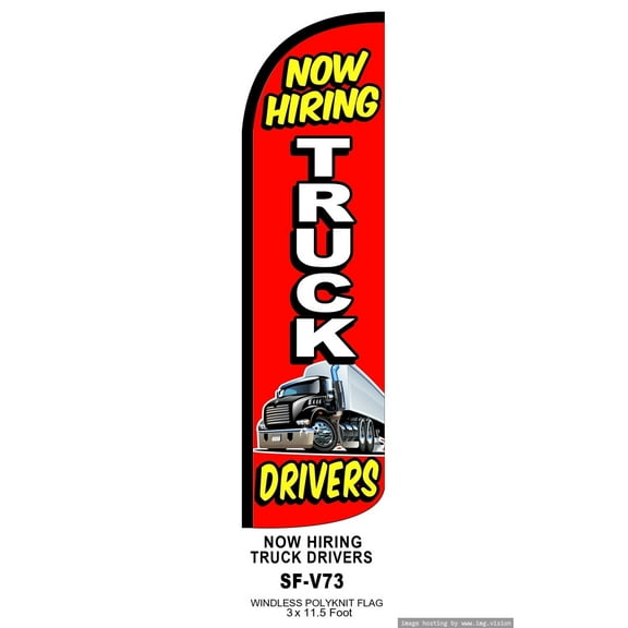 NOW HIRING TRUCK DRIVERS Windless Flag (Hardware Not Included) |Advertisement /Business Flags | Feather Flag |