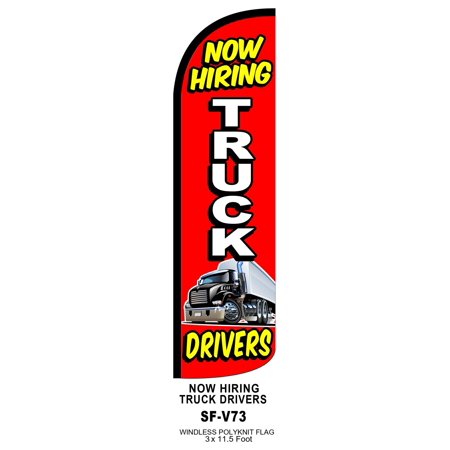 NOW HIRING TRUCK DRIVERS Windless Flag (Hardware Not Included) |Advertisement /Business Flags | Feather Flag |