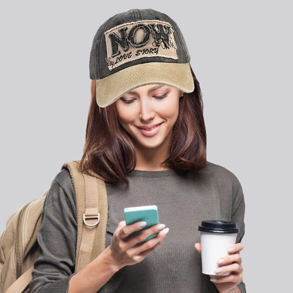 NOW LOVE STORY Vintage Washed Baseball Cap, 3D Embroidery Logo Custom Retro Hat with UPF Sun Protection for Outdoor Sports, Couple Travel and Casual Fashion